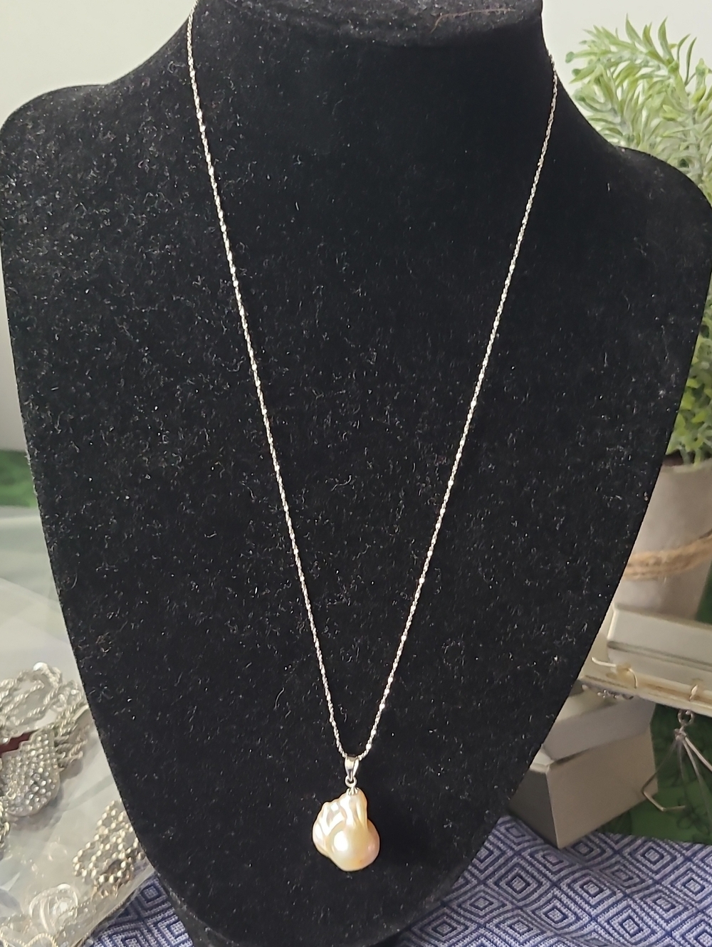 Delicate Genuine Baroque Pearl Pendant Necklace - Sterling Silver
